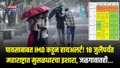पावसाबाबत IMD कडून हायअलर्ट! 18 जुलैपर्यंत महाराष्ट्रात मुसळधारचा इशारा, जळगावातही… 7 rainalert jpg webp