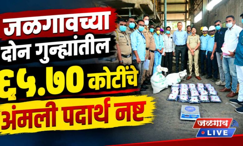 जळगावच्या दोन गुन्ह्यांतील ६५.७० कोटींचे अंमली पदार्थ नष्ट 1 Narcotics seized